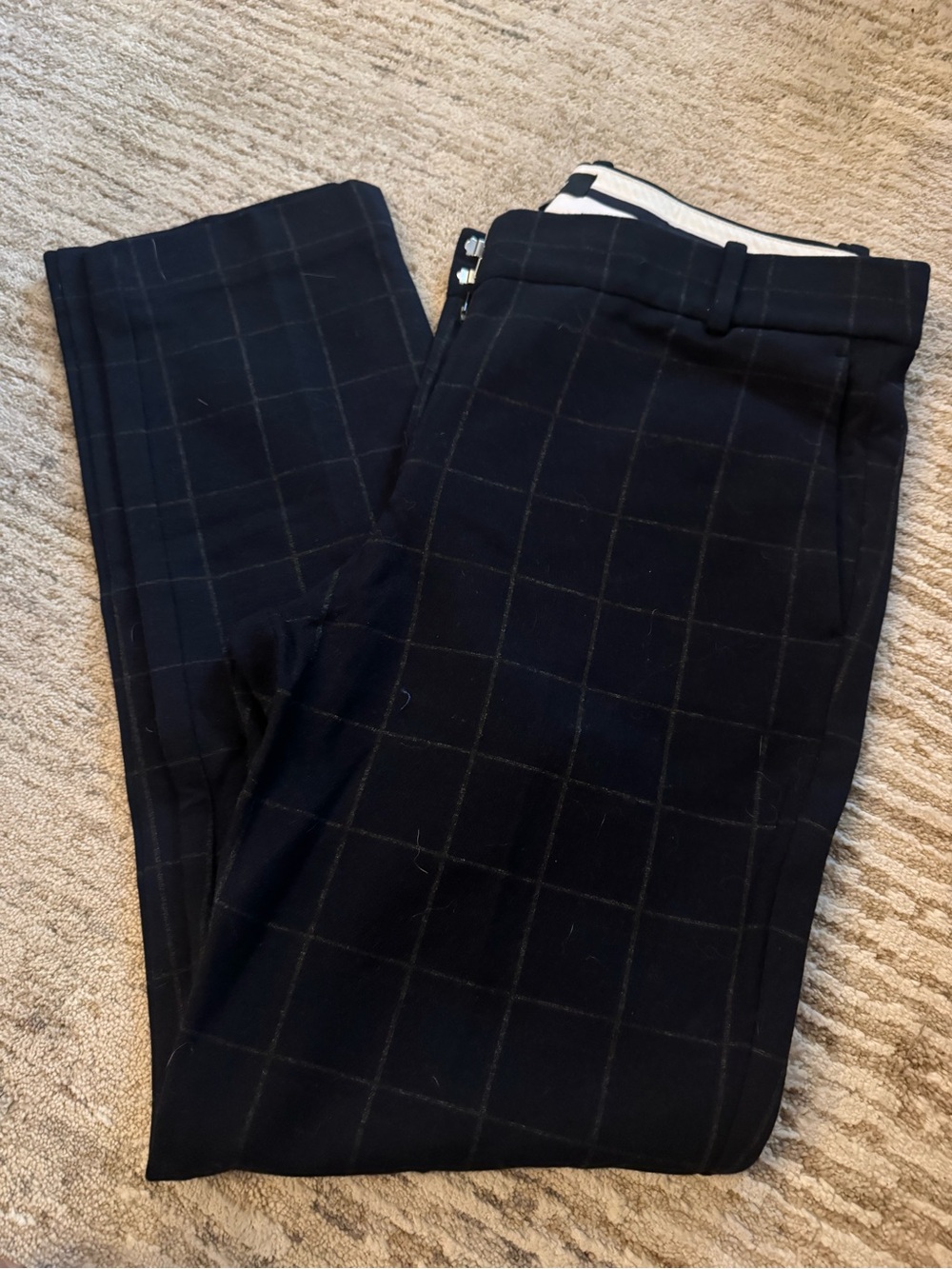 Theory Navy Windowpane Dress Pants